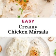 Creamy chicken marsala pinterest image.