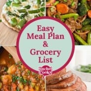 Meal plan and grocery list graphic.