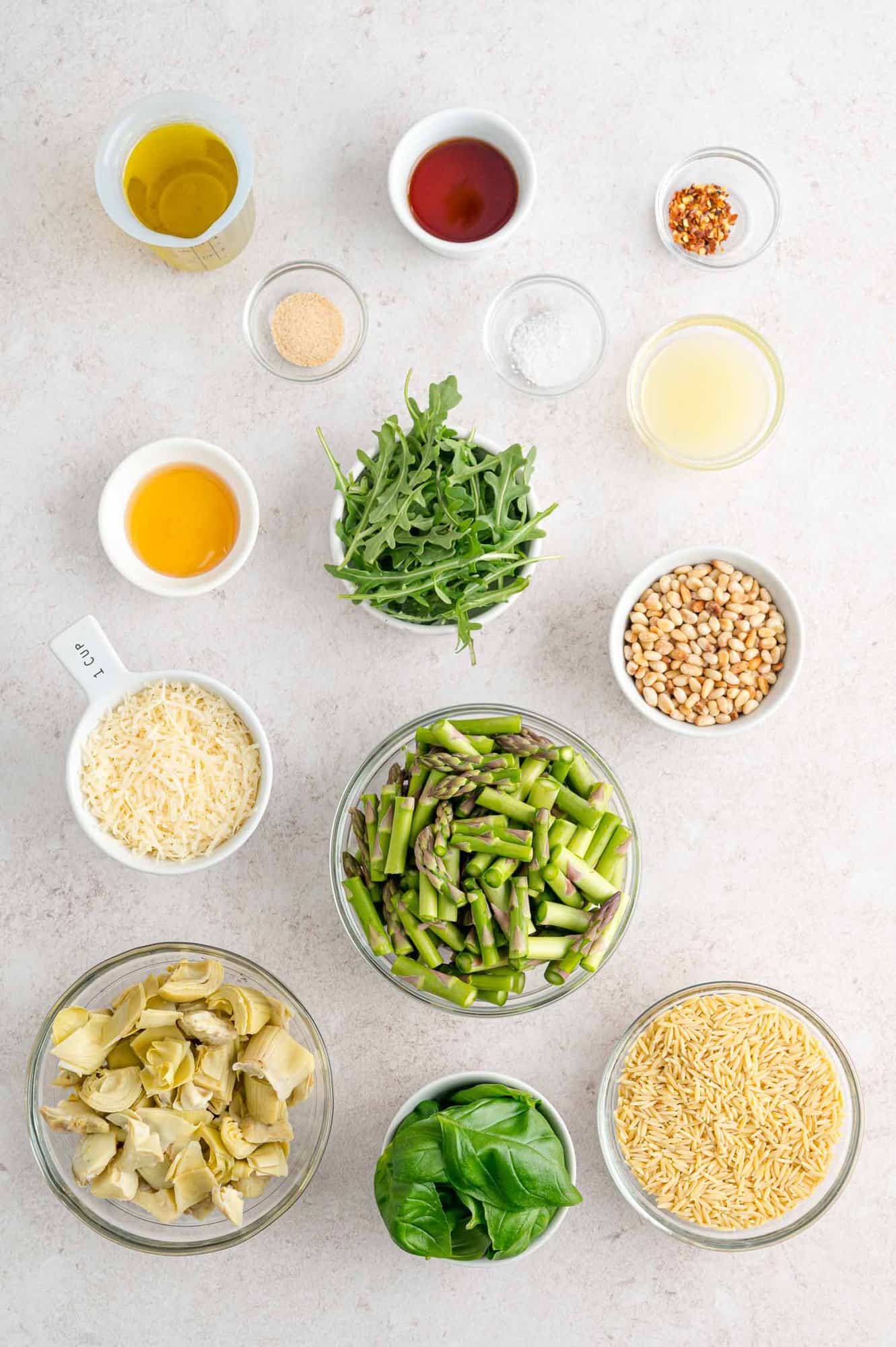 Ingredients needed for recipe, in individual bowls.