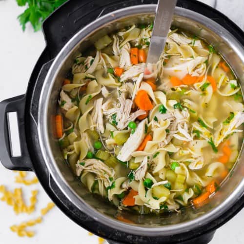Chicken noodle soup in an instant pot.