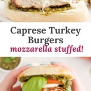 Graphique pinterest de burger de dinde Caprese.