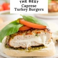 Graphique pinterest de burger de dinde Caprese.