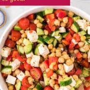 Pinterest image for chopped greek salad.