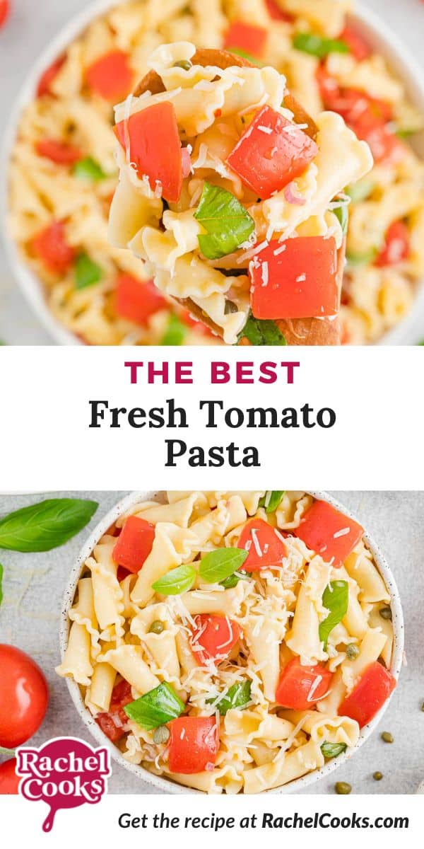 Fresh tomato pasta pinterest image.