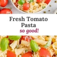 Fresh tomato pasta pinterest image.