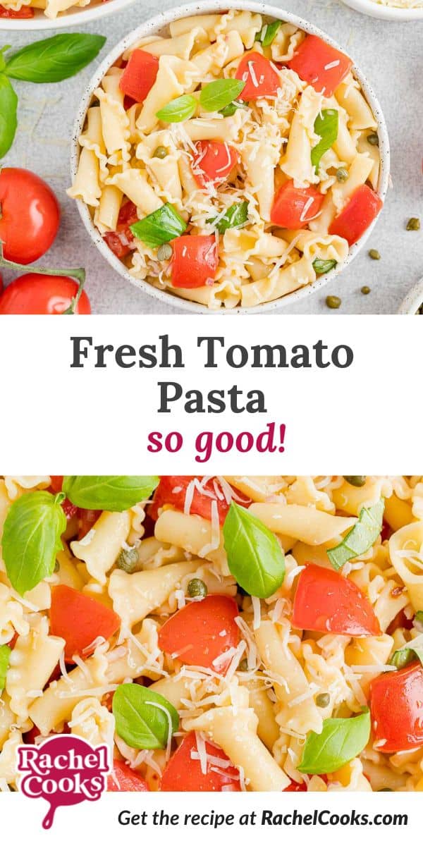 Fresh tomato pasta pinterest image.
