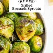 Grilled Brussels sprouts Pinterest image.