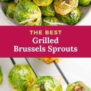 Grilled Brussels sprouts Pinterest image.