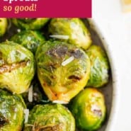 Grilled Brussels sprouts Pinterest image.