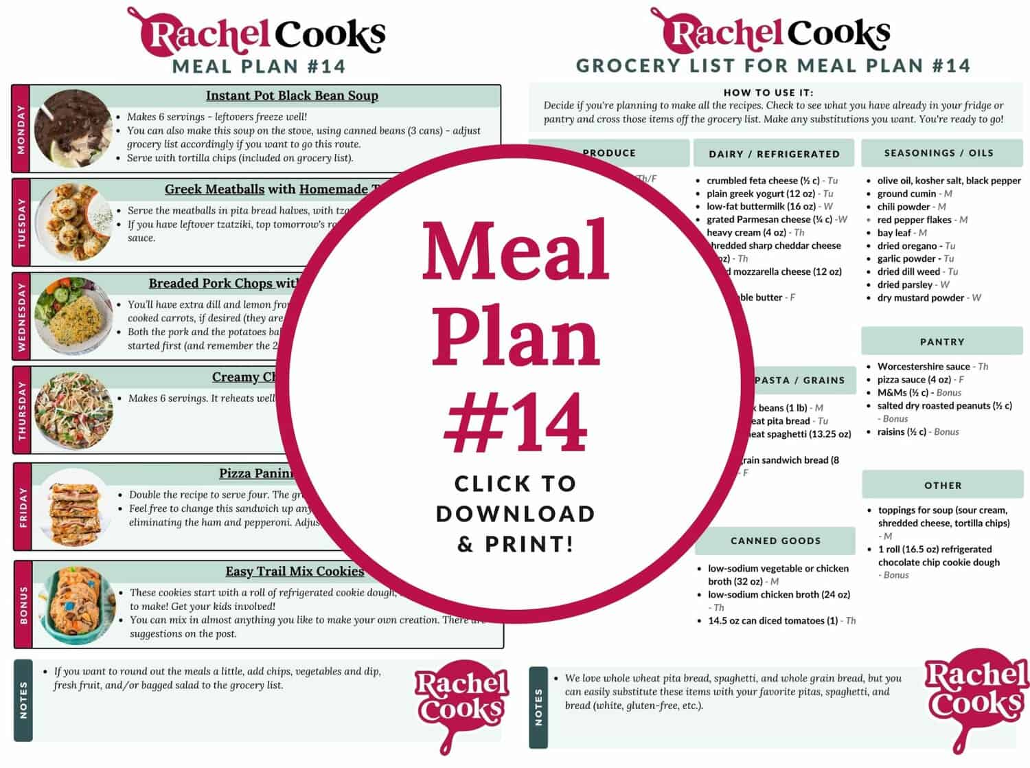 Meal plan 14 preview image graphic.