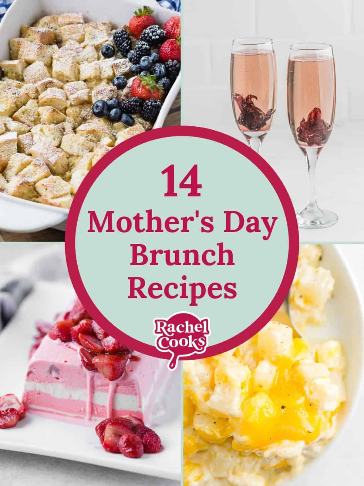 Mother's day brunch recipes graphic with text.