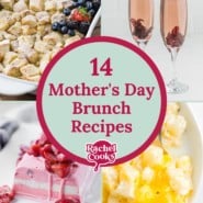 Mother's day brunch recipes graphic with text.