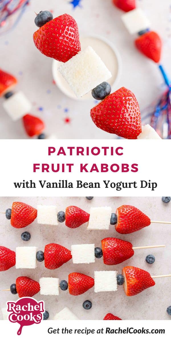 Pinterest image for patriotic fruit kabobs.