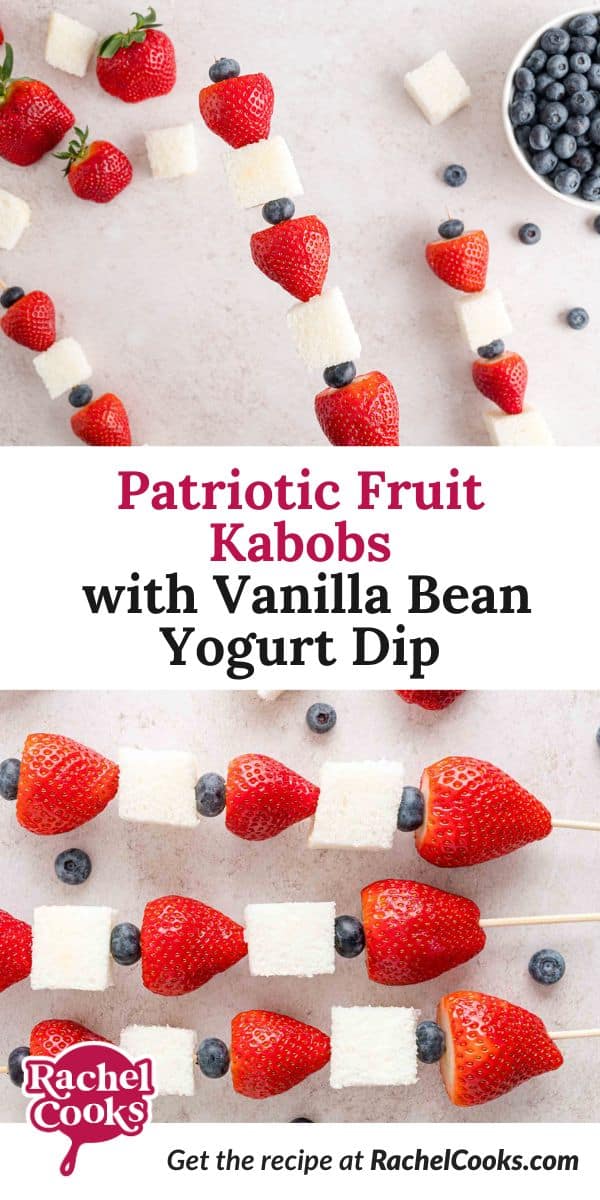 Pinterest image for patriotic fruit kabobs.
