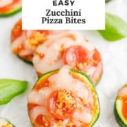 Zucchini pizza bites pinterest graphic.