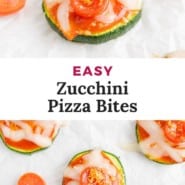 Zucchini pizza bites pinterest graphic.