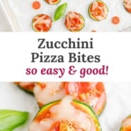 Zucchini pizza bites pinterest graphic.