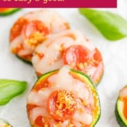 Zucchini pizza bites pinterest graphic.