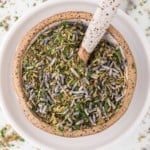 Herbes de Provence in a small ceramic bowl.