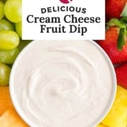 Cream cheese fruit dip Pinterest image.