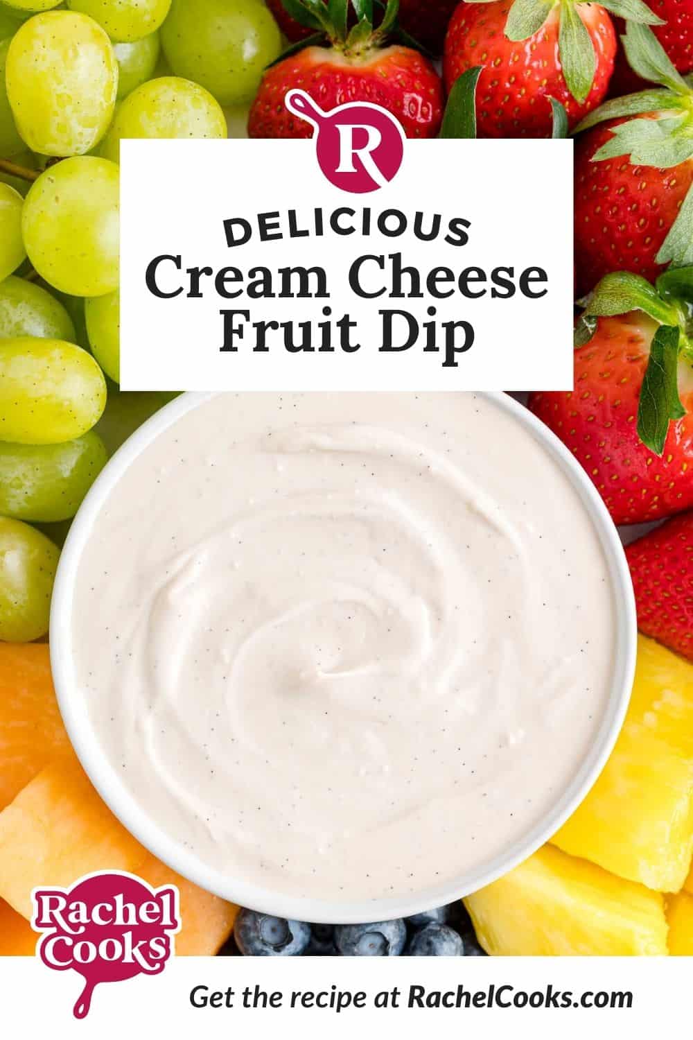 Cream cheese fruit dip Pinterest image.