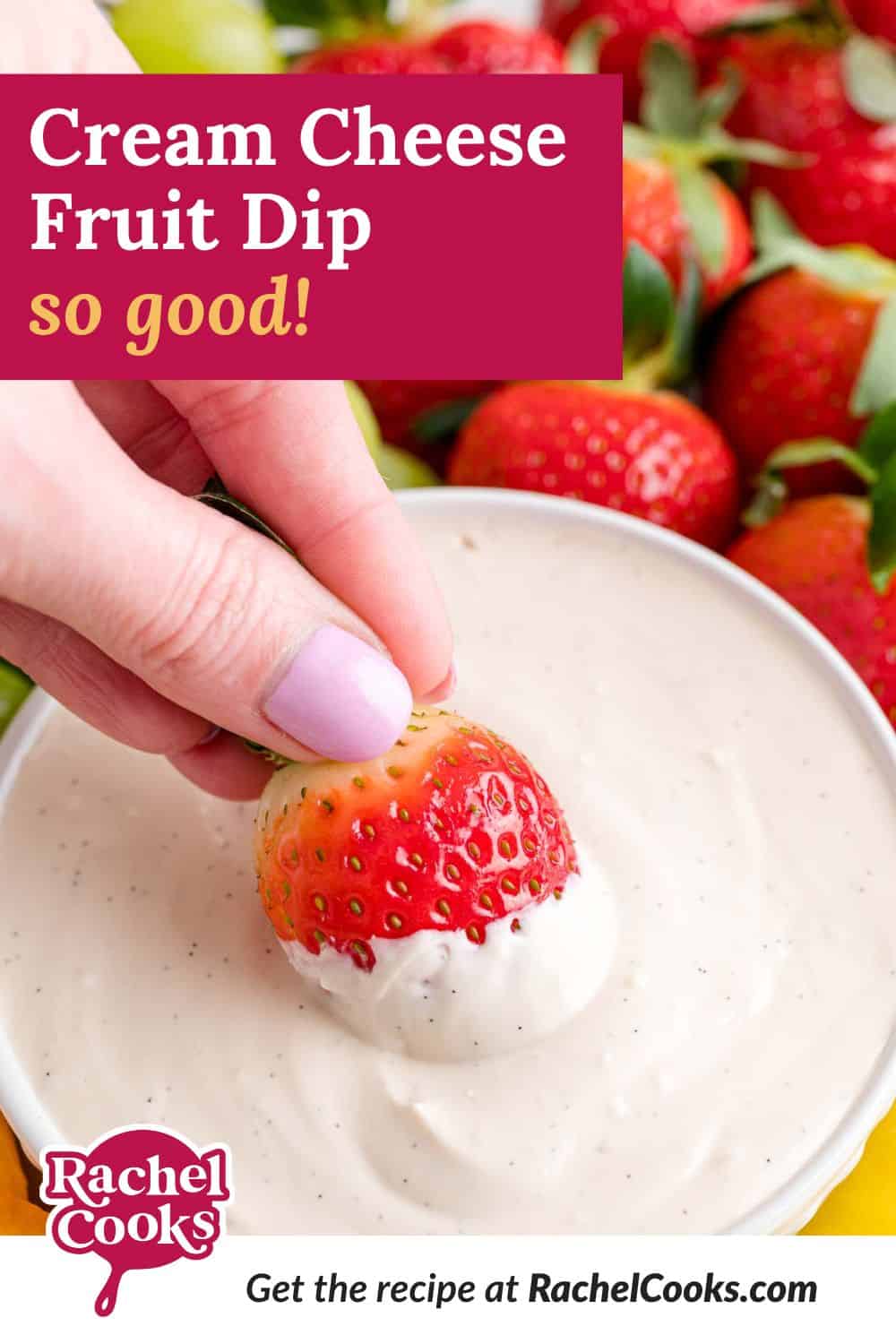 Cream cheese fruit dip Pinterest image.