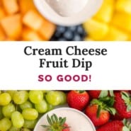 Cream cheese fruit dip Pinterest image.