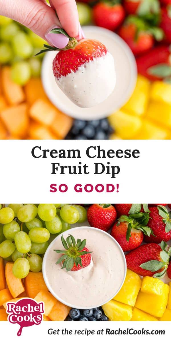 Cream cheese fruit dip Pinterest image.