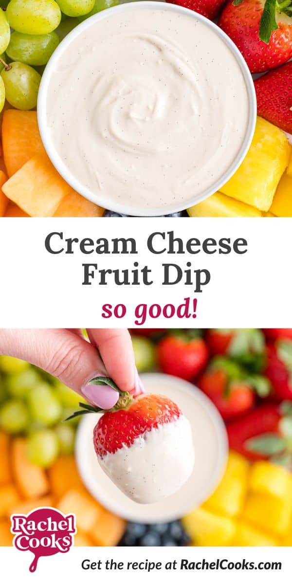 Cream cheese fruit dip Pinterest image.
