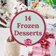 Frozen desserts graphic with text and images.