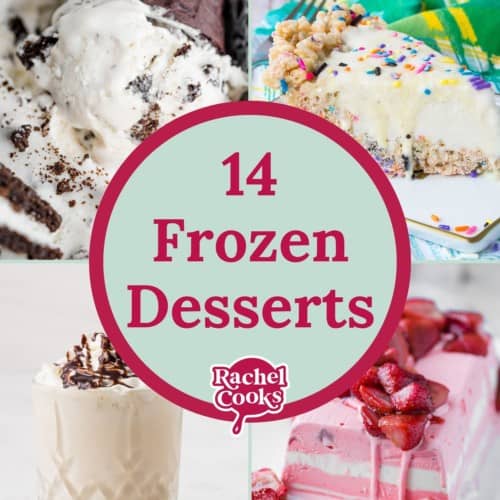 Frozen desserts graphic with text and images.
