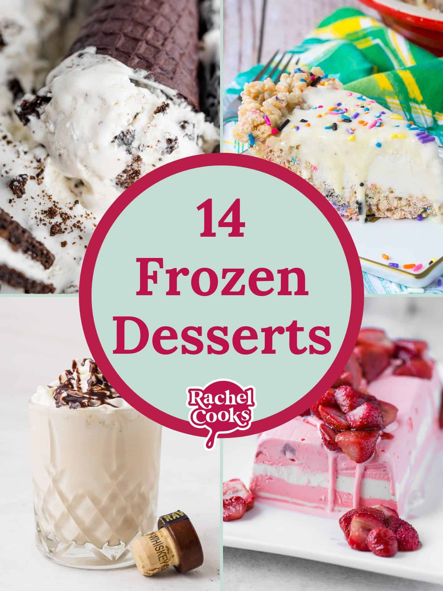 Frozen desserts graphic with text and images.