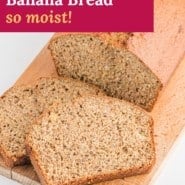 Healthy banana bread Pinterest graphic.