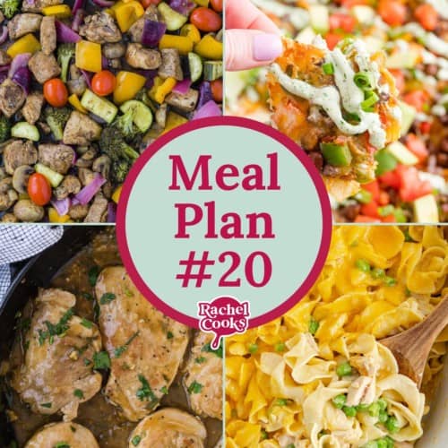 Meal plan graphic with text and images.