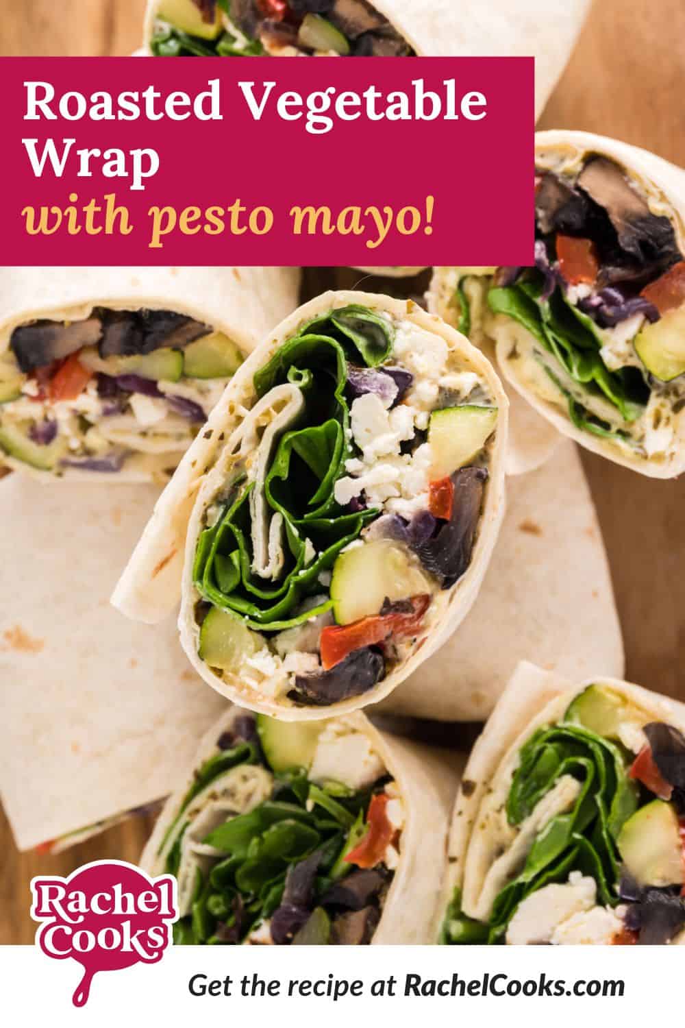 Roasted vegetable wrap Pinterest image.