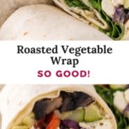 Roasted vegetable wrap Pinterest image.