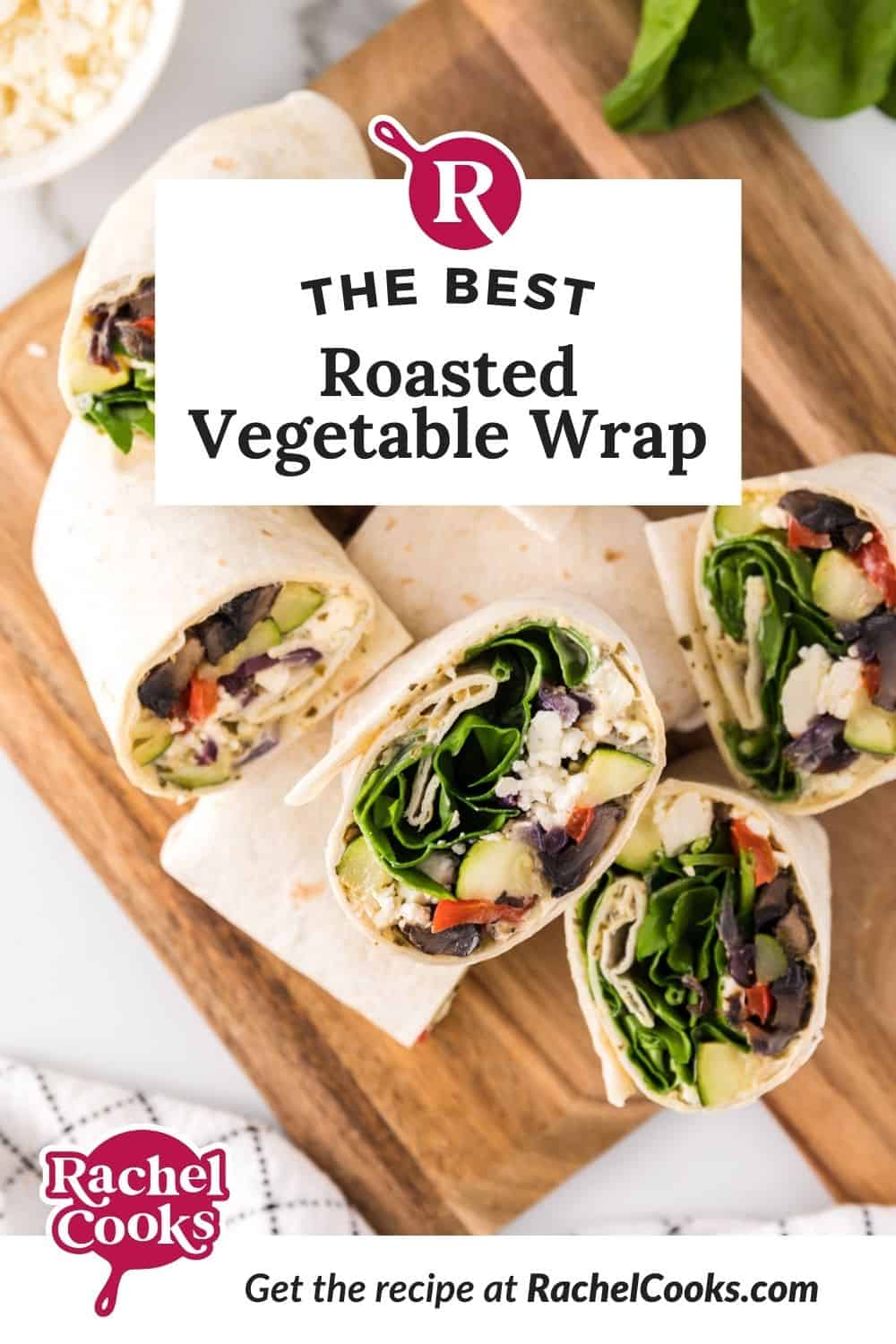 Roasted vegetable wrap Pinterest image.