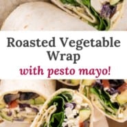 Roasted vegetable wrap Pinterest image.