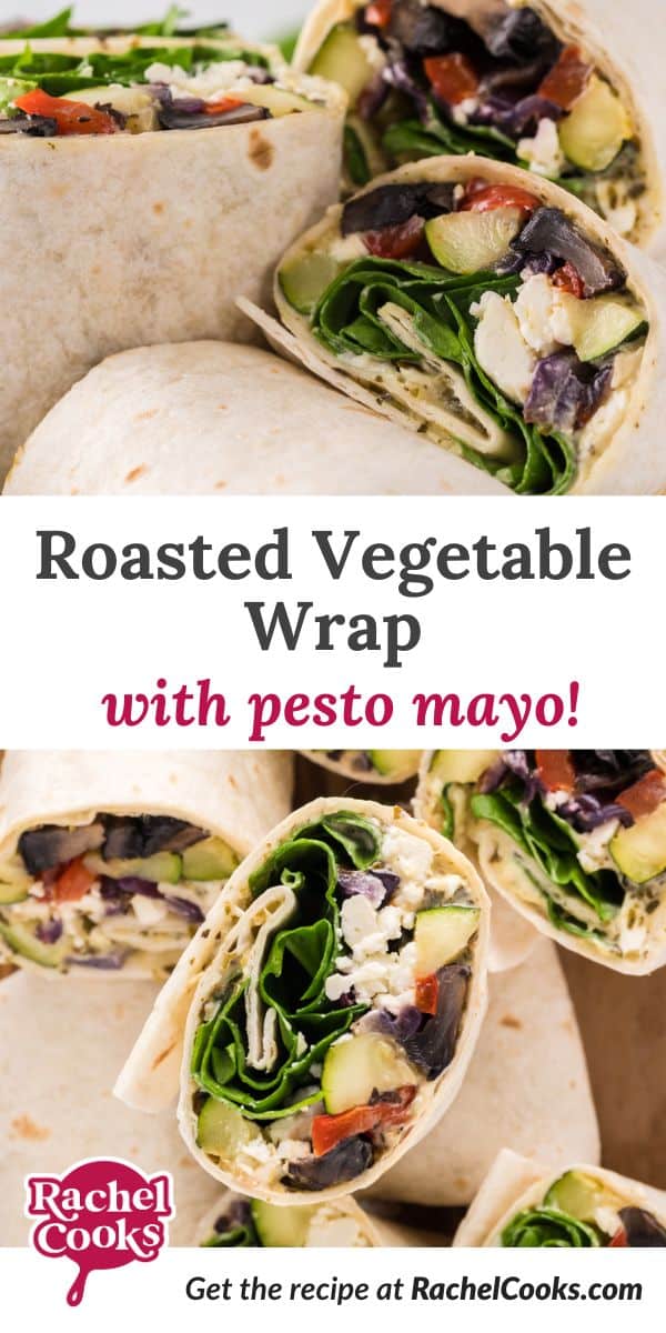 Roasted vegetable wrap Pinterest image.