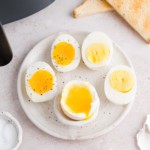 Air fryer boiled eggs, some soft boiled, some jammy, some hard.