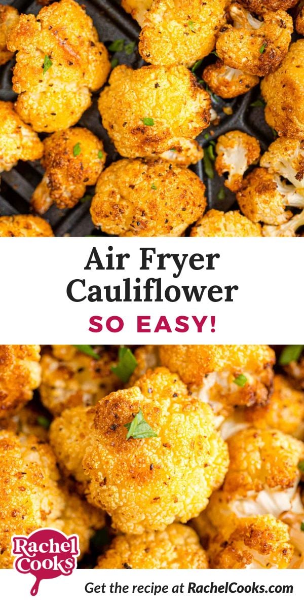 Air fryer cauliflower Pinterest graphic.