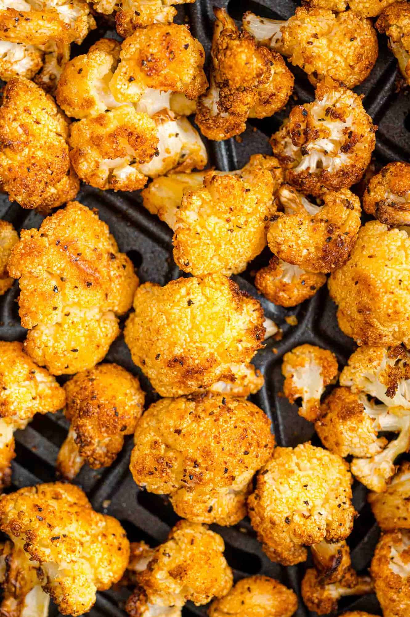 Close up of air fryer cauliflower.