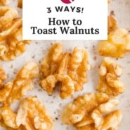 How to toast walnuts Pinterest image with text and photos.