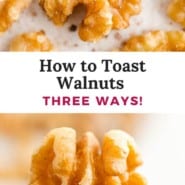 How to toast walnuts Pinterest image with text and photos.