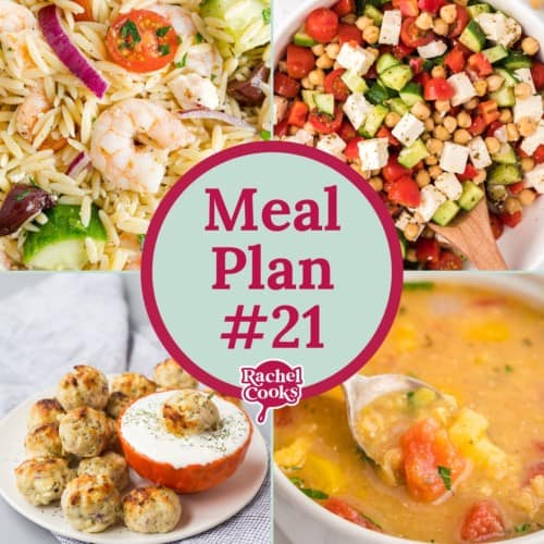 Meal plan 21 graphic with photos and text.