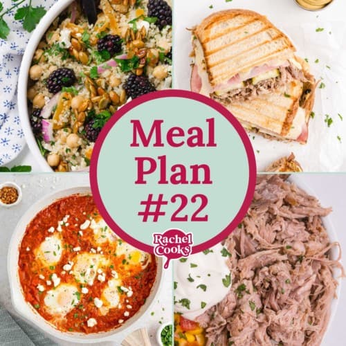 Meal plan 22 graphic with text and photos.