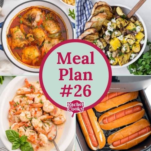Meal plan 26 graphic with text and photos of recipes.
