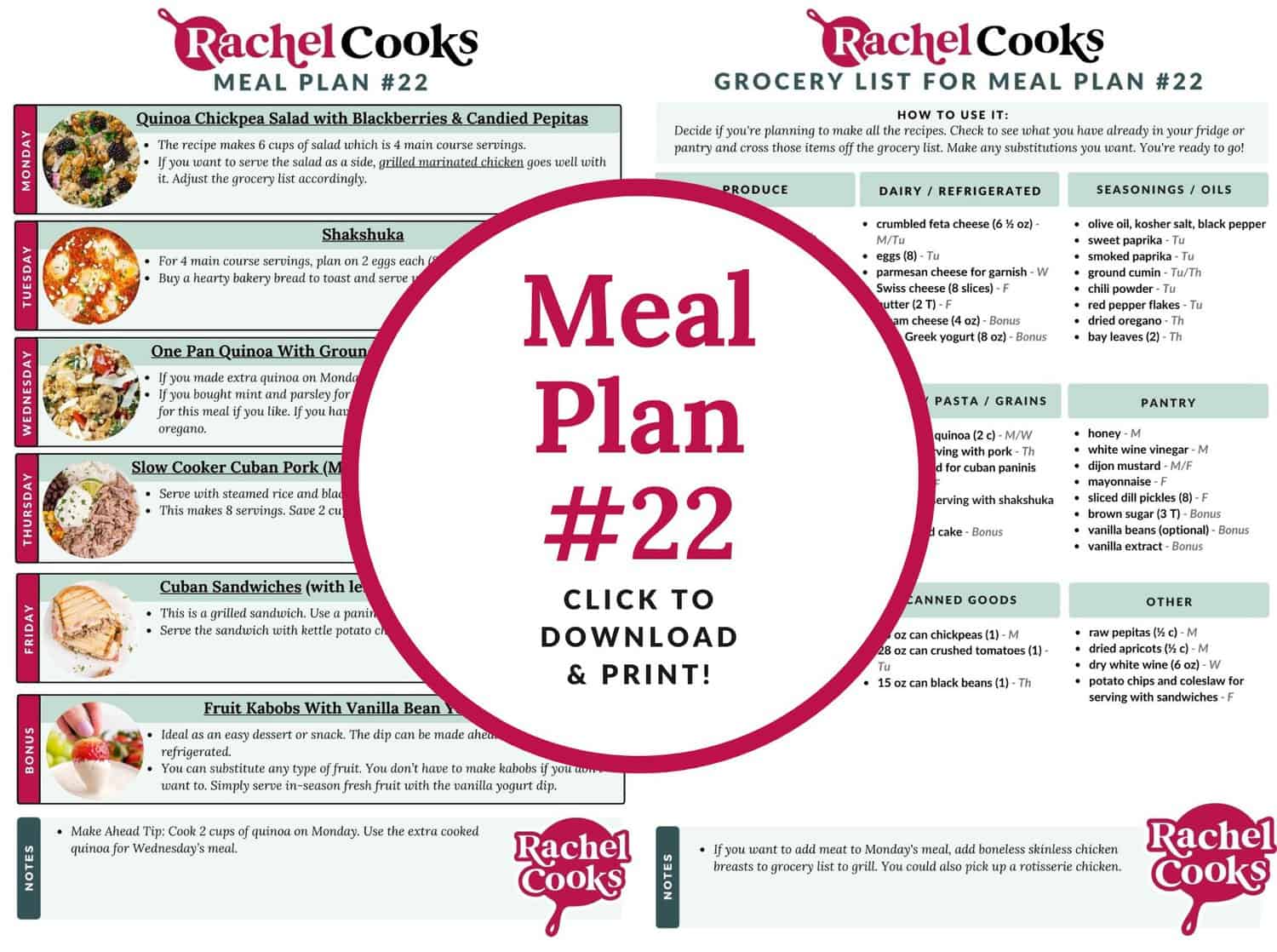 Meal plan 22 preview image.