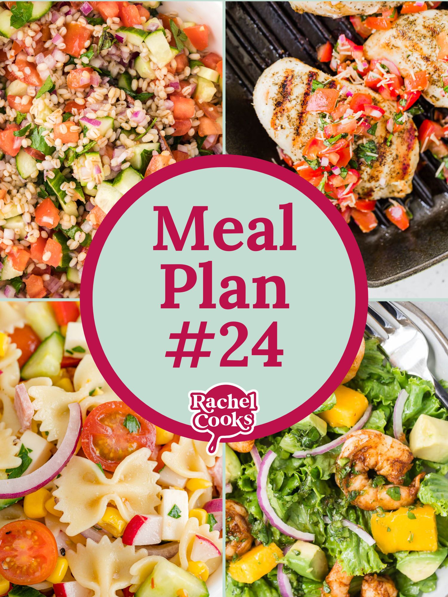 Meal plan 24 graphic with text and recipe images.