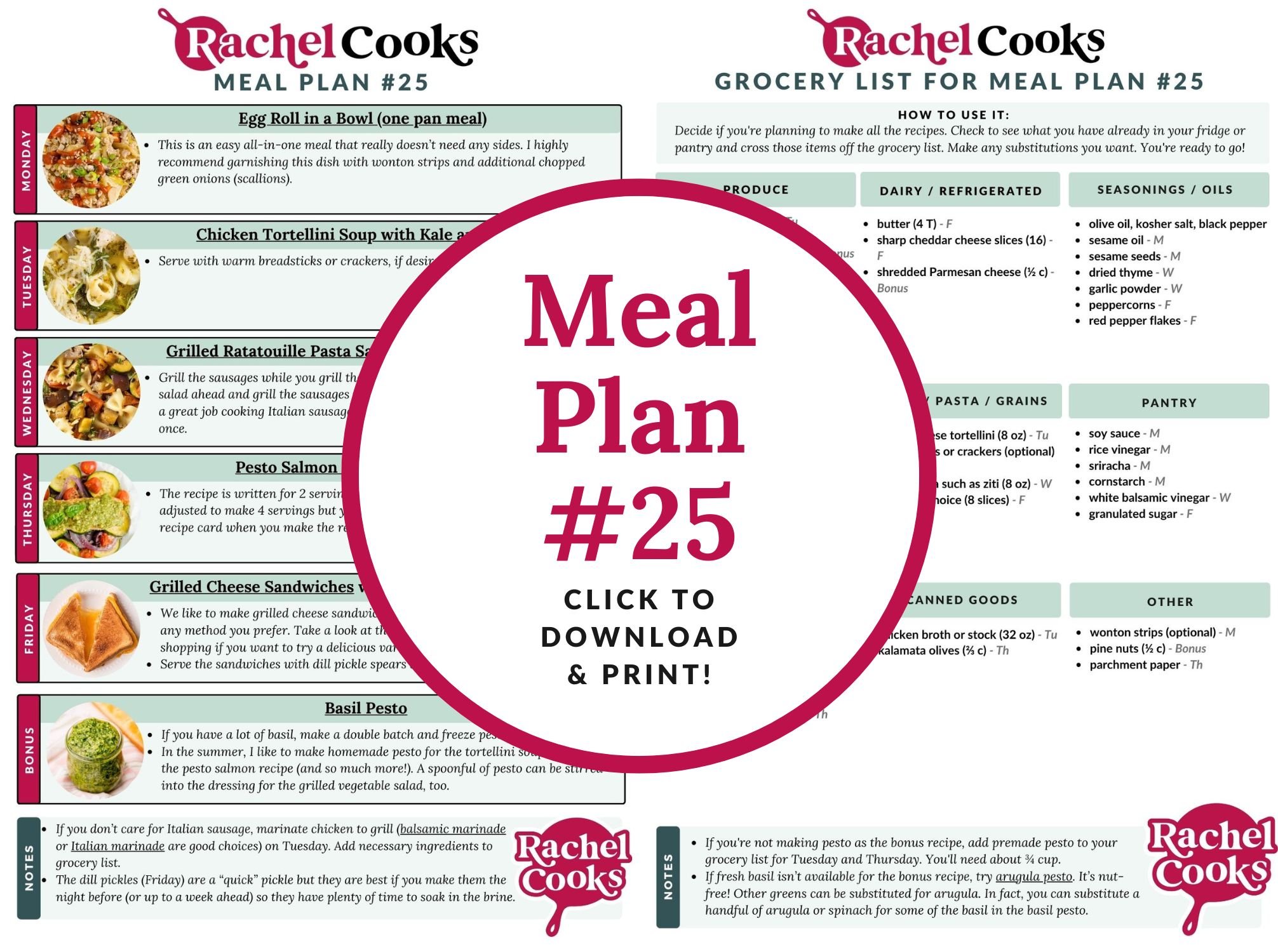 Preview of the menu 25.